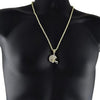 14K Gold Finish Football Helmet Iced  Rope Chain Necklace 24"