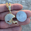 14K Gold Finish Football Helmet Iced  Rope Chain Necklace 24"