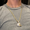 14K Gold Finish Football Helmet Iced  Rope Chain Necklace 24"