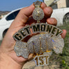 14k Gold Finish "Get Money 1st" Cash Fist Jumbo Pendant