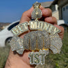 14k Gold Finish "Get Money 1st" Cash Fist Jumbo Pendant