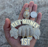 14k Gold Finish "Get Money 1st" Cash Fist Jumbo Pendant