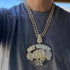 14K Gold Finish Huge "Get Money 1st" Fully Iced Cuban Link Chain Necklace 24"