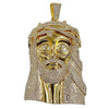 14K Gold Finish Huge Spooky Jesus Head Iced Jumbo Pendant