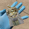 14K Gold Finish Huge Spooky Jesus Head Iced Jumbo Pendant