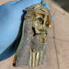 14K Gold Finish Huge Spooky Jesus Head Iced Jumbo Pendant