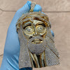 14K Gold Finish Huge Spooky Jesus Head Iced Jumbo Pendant