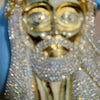 14K Gold Finish Huge Spooky Jesus Head Iced Jumbo Pendant