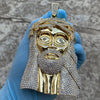 14K Gold Finish Huge Spooky Jesus Head Iced Jumbo Pendant