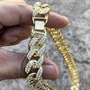 14K Gold Finish Iced Jumbo Jesus Head Puffed Cuban Chain 24"