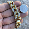 14K Gold Finish Iced Jumbo Jesus Head Puffed Cuban Chain 24"