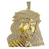14K Gold Finish Jesus Head Huge Jumbo Pendant Iced Eyebrows