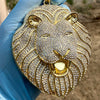 14k Gold Finish Lion Head Iced Huge Jumbo Hip Hop Pendant