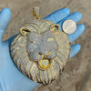 14k Gold Finish Lion Head Iced Huge Jumbo Hip Hop Pendant