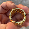 14K Gold Finish over Solid 925 Sterling Silver Iced CZ Cuban Ring