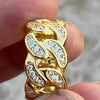 14K Gold Finish over Solid 925 Sterling Silver Iced CZ Cuban Ring