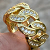 14K Gold Finish over Solid 925 Sterling Silver Iced CZ Cuban Ring