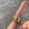 14K Gold Finish over Solid 925 Sterling Silver Iced CZ Cuban Ring
