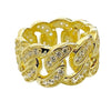 14K Gold Finish over Solid 925 Sterling Silver Iced CZ Cuban Ring