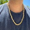 14K Gold Finish Rope Chain Iced Necklace 10mm x 24"
