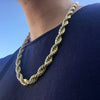 14K Gold Finish Rope Chain Necklace 10MM x 24"