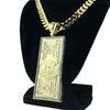 14k Gold Plated $100 Dollar Bill Curb Chain Necklace 24"