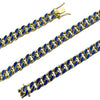 14K Gold Plated 16" Blue Cuban Link Chain Necklace