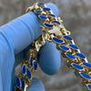 14K Gold Plated 16" Blue Cuban Link Chain Necklace