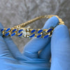 14K Gold Plated 16" Blue Cuban Link Chain Necklace