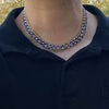 14K Gold Plated 18" Blue Cuban Chain Link Necklace