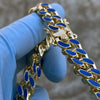 14K Gold Plated 18" Blue Cuban Chain Link Necklace