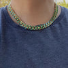 14K Gold Plated 18" Green Cuban Chain Necklace