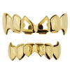 14k Gold Plated 2-Open Face Bow Tie Fang Grillz Set
