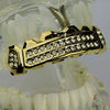 14K Gold Plated 2-Row Side Bling Iced Top Teeth Grillz