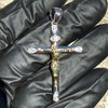 14k Gold Plated 2-Tone 925 Sterling Silver Cross Crucifix Pendant Iced CZ