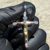 14k Gold Plated 2-Tone 925 Sterling Silver Cross Crucifix Pendant Iced CZ