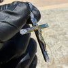 14k Gold Plated 2-Tone 925 Sterling Silver Cross Crucifix Pendant Iced CZ