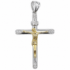 14k Gold Plated 2-Tone 925 Sterling Silver Cross Crucifix Pendant Iced CZ