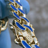 14K Gold Plated 20" Blue Cuban Link Chain Necklace