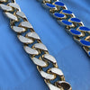 14K Gold Plated 20" Blue Cuban Link Chain Necklace
