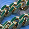 14K Gold Plated 20" Green Cuban Link Chain Necklace