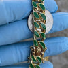 14K Gold Plated 20" Green Cuban Link Chain Necklace