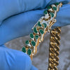 14K Gold Plated 20" Green Cuban Link Chain Necklace