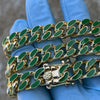 14K Gold Plated 20" Green Cuban Link Chain Necklace