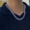 14K Gold Plated 22" Blue Cuban Link Chain Necklace