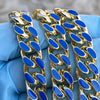 14K Gold Plated 22" Blue Cuban Link Chain Necklace