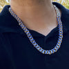 14K Gold Plated 24" Blue Cuban Link Chain Necklace