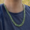 14K Gold Plated 24" Green Cuban Link Chain Necklace