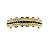 14K Gold Plated 3-Row Black Iced Bottom Teeth Grillz