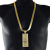 14K Gold Plated 30"x11 Herringbone Chain $100 Dollar Bill Pendant Necklace